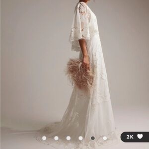ASOS DESIGN CURVE Amelia cutwork embroidered wedding dress with kimono sleeve